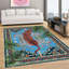 Tapis lavables tigre bleu, tapis de salon, grande chambre à coucher rétro douce-370977323