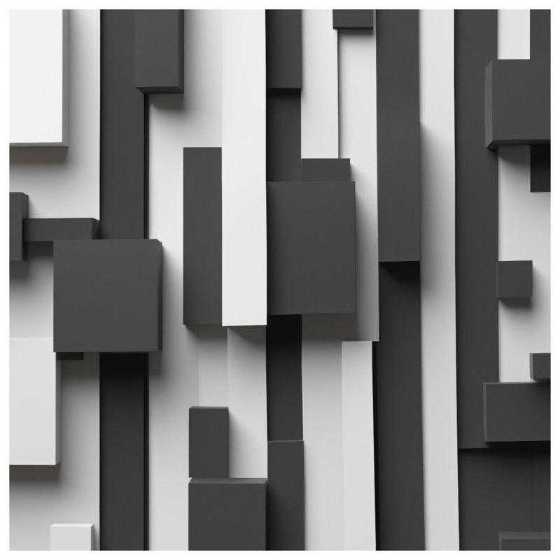 Tapisserie murale noir et blanc - Rectangles, H 68 po x l 80 po avec 4 œillets