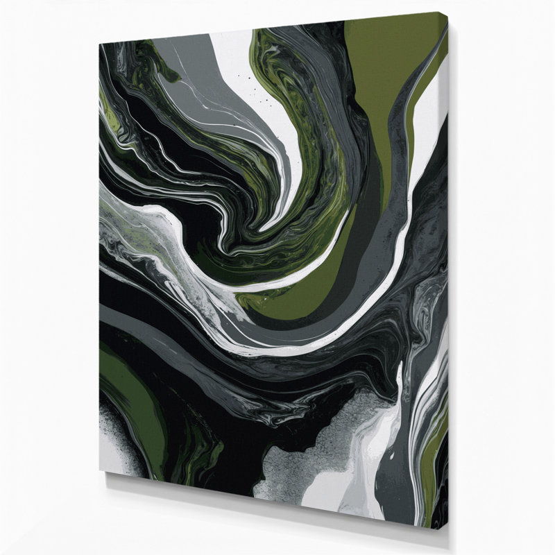 Abstrait art fluide sur toile grise 59, H 36 po x l 24 po