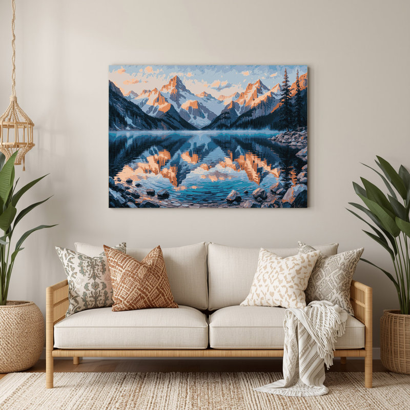 Art mural en métal Sci Fi Alpine Lake, 32" H x 32" W