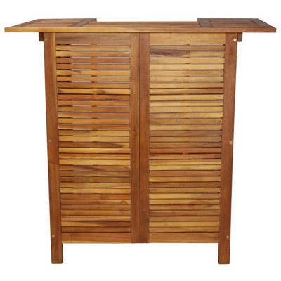 Table de bar d'extérieur avec tablettes, bois d'acacia brun massif de 43 pouces