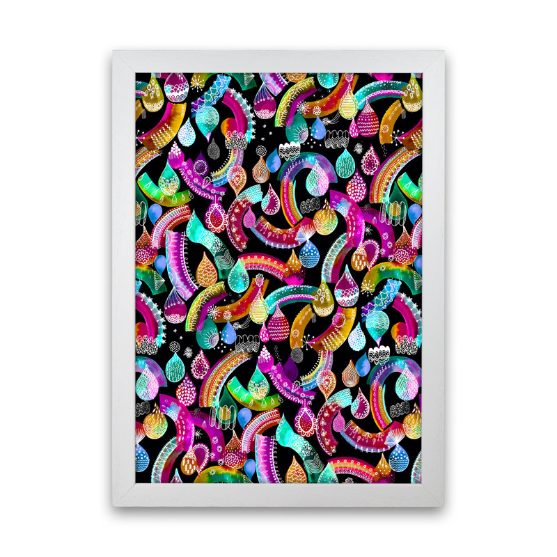 Rainbow Lace Neon Kids - Print, 63cm H x 46cm W x 3cm D, White Framed