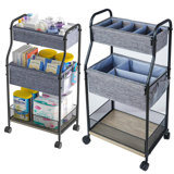 3-Tier Baby Diaper Caddy Organizer And Storage Cart With 4+2 Dividers, Mobile Metal Utility Cart With Rolling Wheels, Large Capacity Rolling Cart