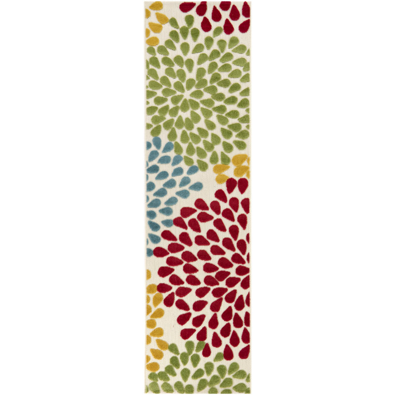Mattoon Red Abstract Floral Indoor/Outdoor Area Rug, Runner 2' x 7'
