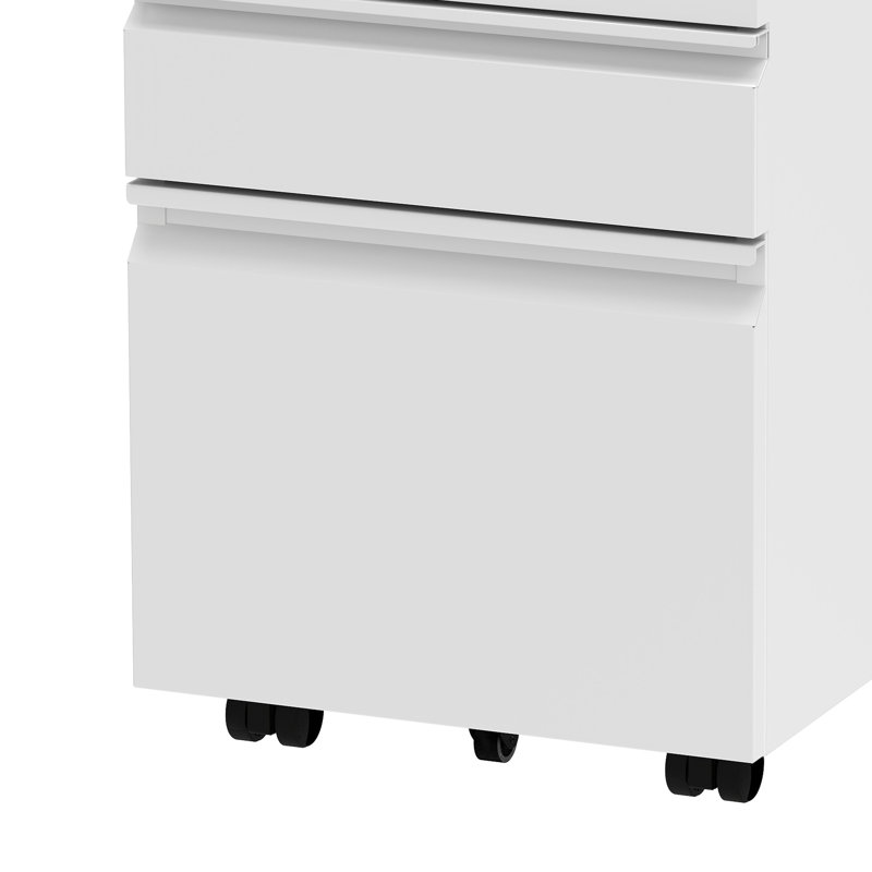 Carreiro 3 Drawer Office storage unit,Steel Filing Cabinet, White