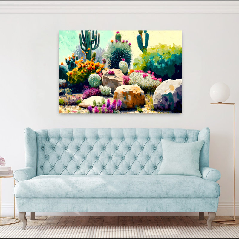 Cactus jardin contemporain vibrant abstrait Cactus paysage de nature succulente