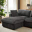 130" Oversized Sectional Sofa with Movable Ottoman and Washable Zippered Back Cushions-1384807531