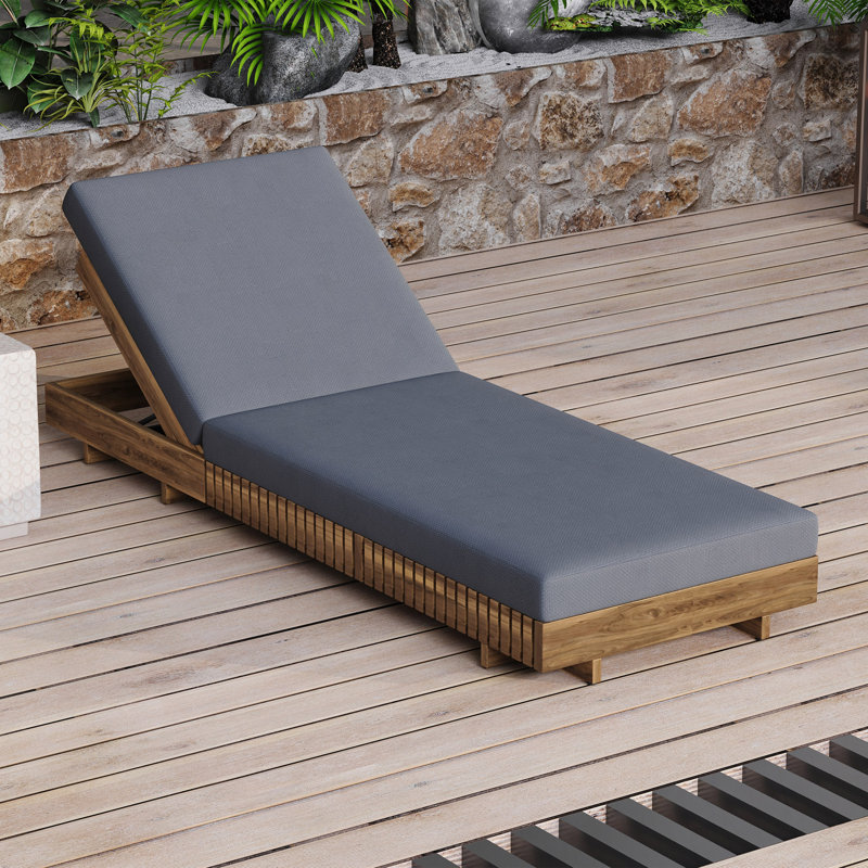 ENSEMBLE DE CHAISE LUNGE, BOIS ACACIA AVEC COUSSIN LUNGE - assorti disponible, Gris foncé