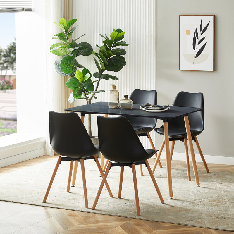 Nelda 4 - Person Dining Set, Black