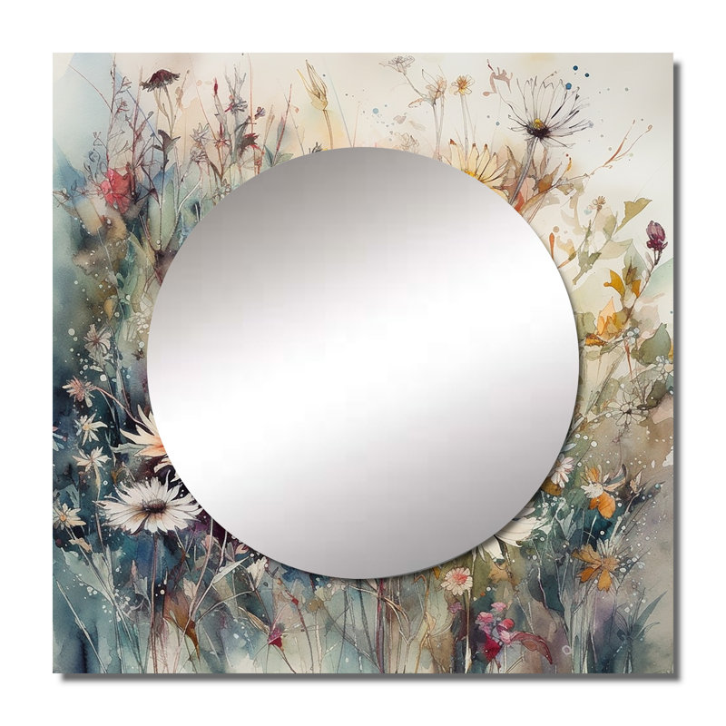 Shaer - Miroir floral floral carré pour décoration murale, 36 po x 36 po