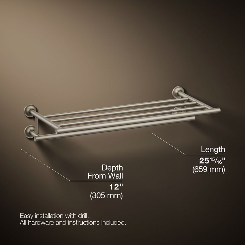Purist Hotelier Wall Shelf, Vibrant Brushed Nickel