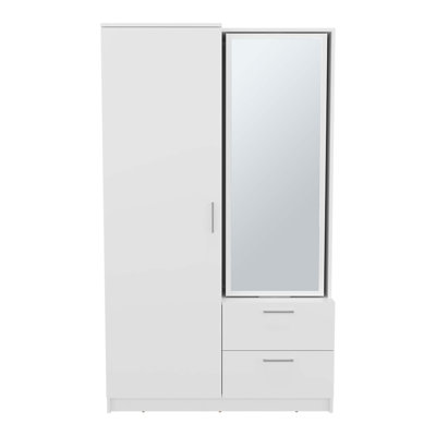 Seville High Mirror Armoire With One Door, Two Drawers, Hanging Rod, Rotating Mirror, And Shoe Rack, Maximizing Storage And Style