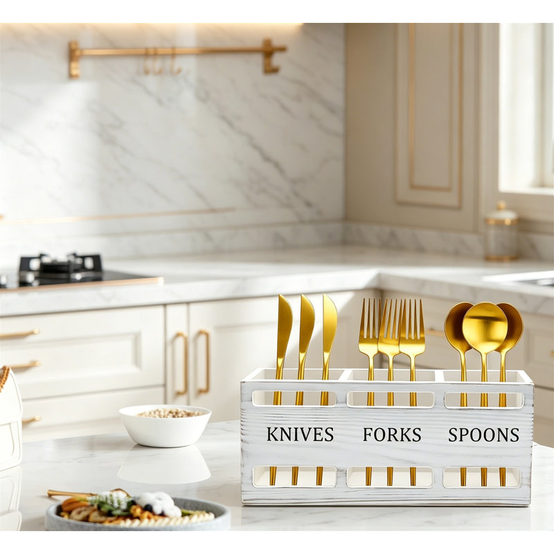 Porte-ustensiles de cuisine en bois Farmhouse