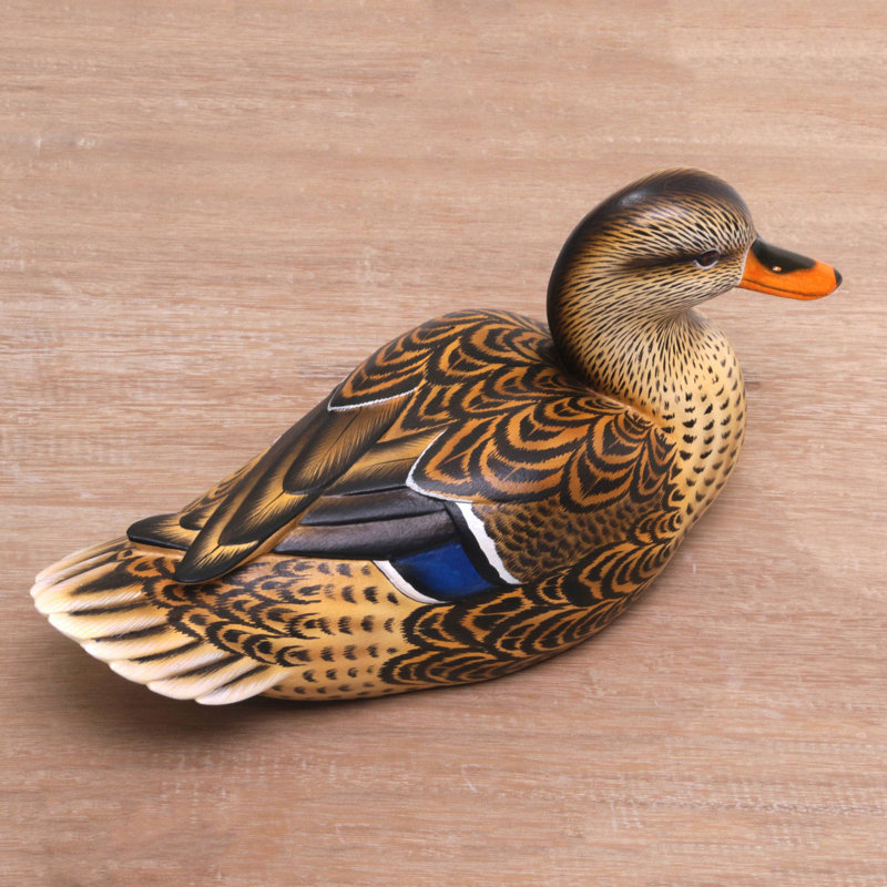 ‘Elegant Mallard Wood Statuette