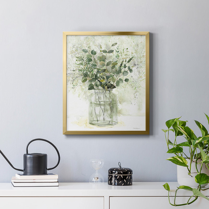 Toile encadrée de qualité supérieure Delicate Greenery II - prête à être accrochée, Or, H 24 po x l 20 po