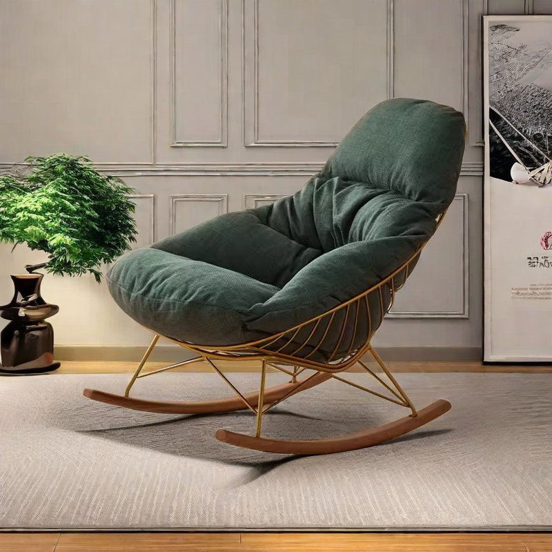 Chaise berçante en coton et lin, Vert