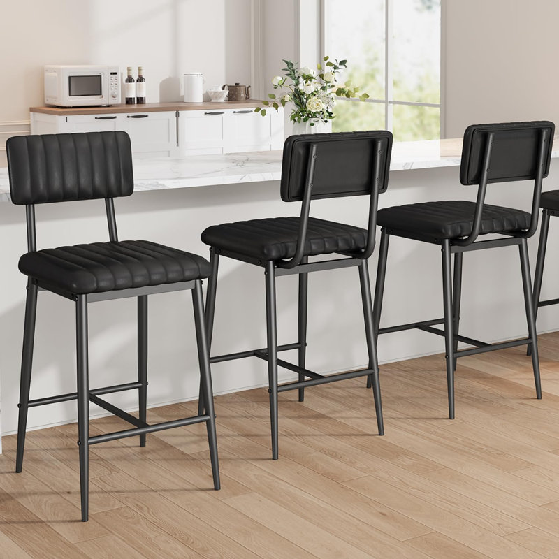 Upholstered Counter Stool with Metal Frame, 3