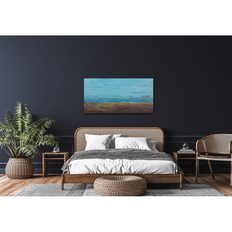 Bleu et brun clair - reproduction d'artiste sur toile, H 32 po x l 62 po x P 3 po