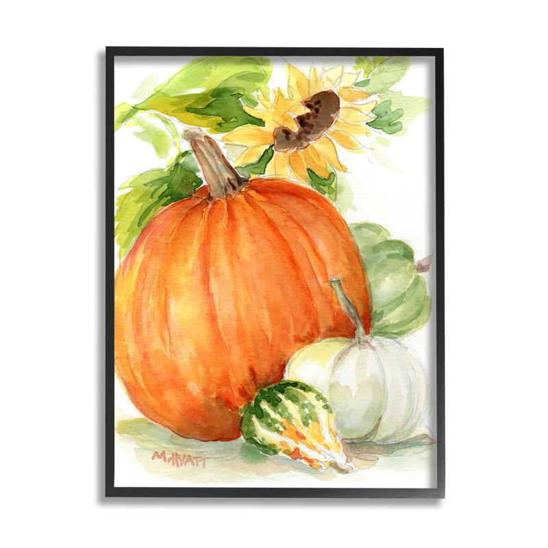 «Pumpkin Sunflower and Gourd Fall Farm Harvest», reproduction d'art, H 30 po x l 24 po x P 1,5 po