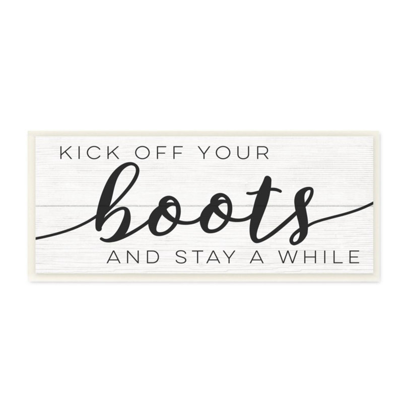Impression d’art graphique, "Welcome « Your Boots » rustique, Plaque murale, 17" H x 7" W x 0.5" D