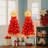 Lighted  Santa Hat Style Christmas Tree Set Of 2, 4Ft Artificial Tree With Warm White Lights, Christmas Tree For Decoration Inside And Outside