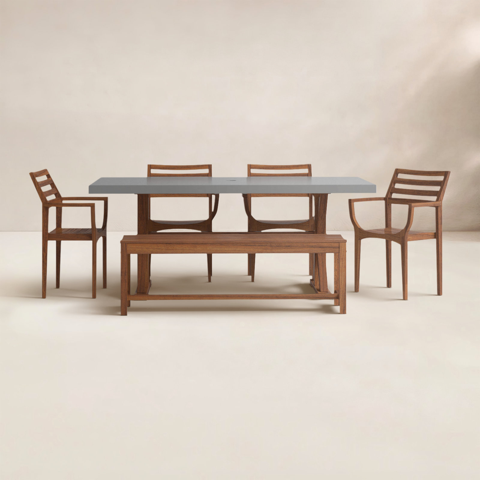 Kinsler 74" Eucalyptus Patio Dining Set