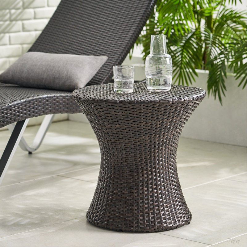 19" Kono Hourglass Table (No Glass Top) ,End Table,Brown