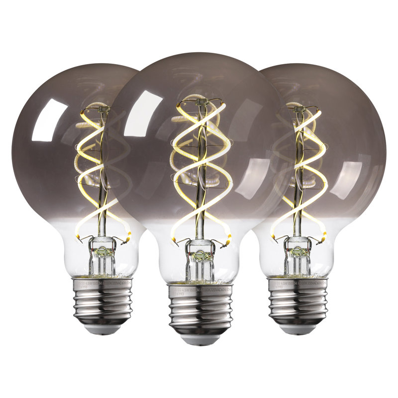 Ampoule DEL globe G25 4,5 W, ampoule Edison vintage à intensité variable, filament spiralé, verre gris fumé 4000 K, certifiée ETL, culot E26