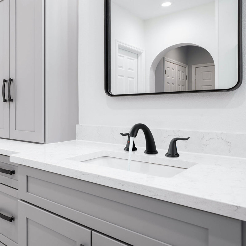 Widespread 2-handle Bathroom Faucet with Drain Assembly, Matte Black