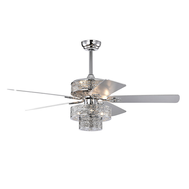 Dual Crystal Ceiling Fan With Lights, Fandelier Chandelier Fans with Remote Control