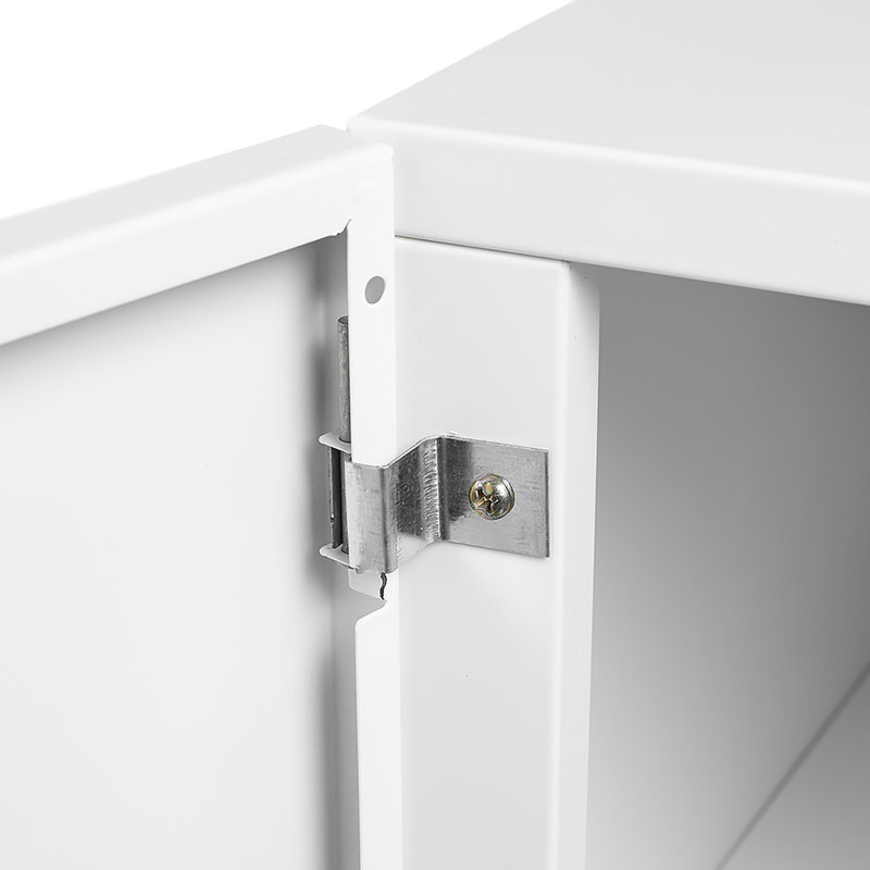 Porte-imprimante en métal avec porte et tablette réglable Ottobert, Blanc