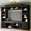 Meuble télé avec tablettes réglables, console média Mid-Century avec porte-bouteilles-129388659