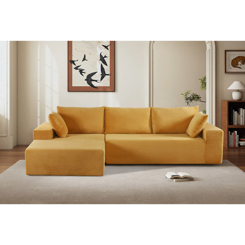 Canapé modulaire convertible en velours côtelé CozyForm, canapé confortable moderne avec rembourrage en mousse, canapé-lit modulaire confortable pour le salon, la chambre à coucher, aucun assemblage requis, faisant face à la gauche