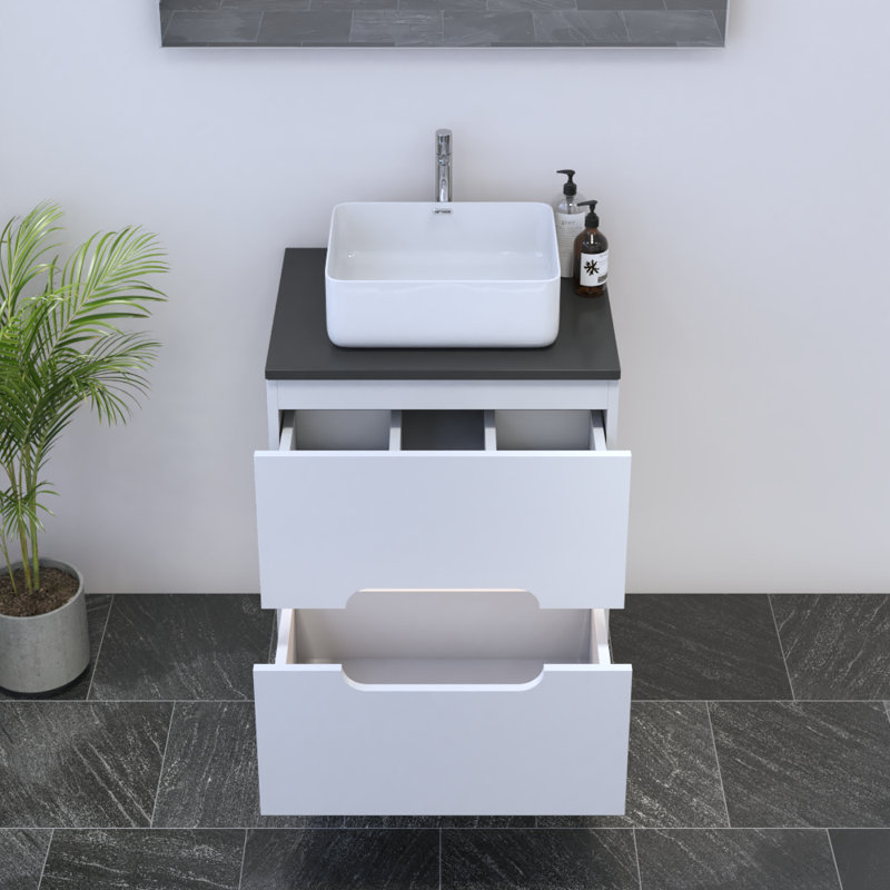 Meuble-lavabo simple 23,6 po avec plateau Kashden, Noir