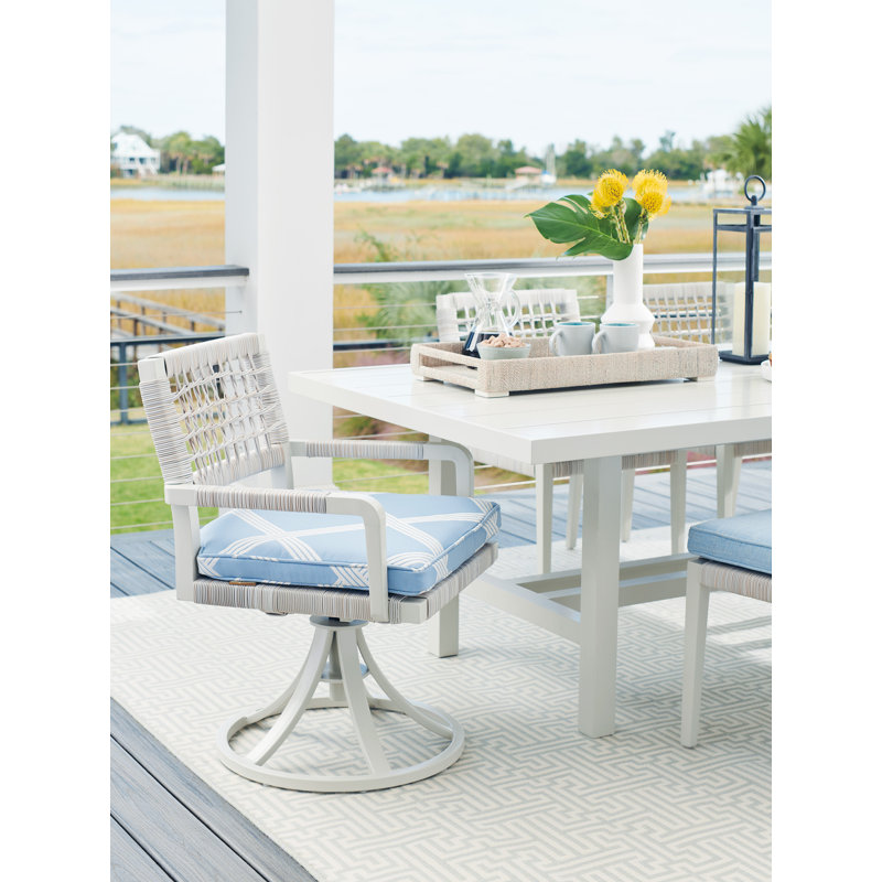 Seabrook Transitional 88" Oyster-White Aluminum Dining Table
