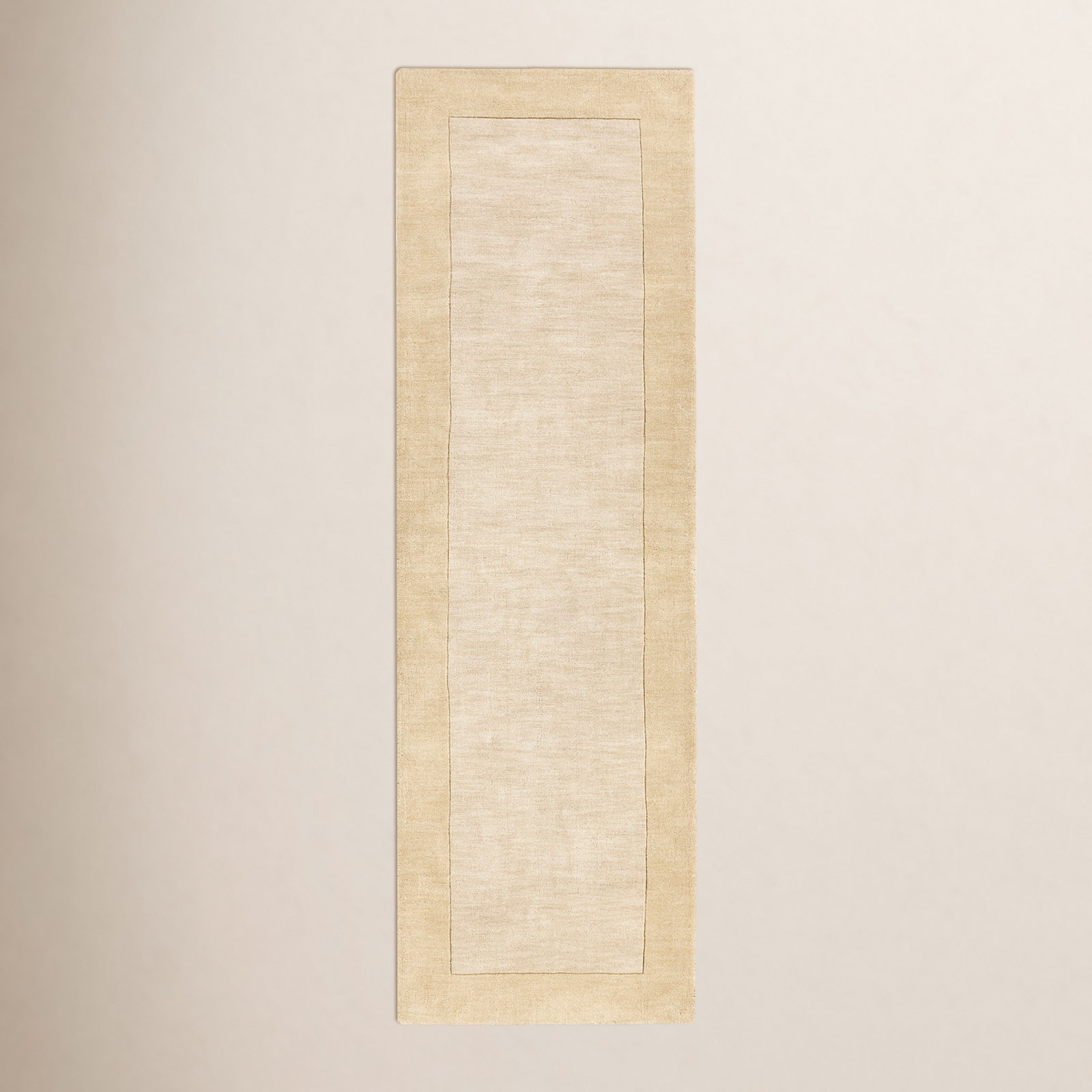 Dolma Khaki Beige Hand-Woven Wool Rug, Runner 2'6" x 8'