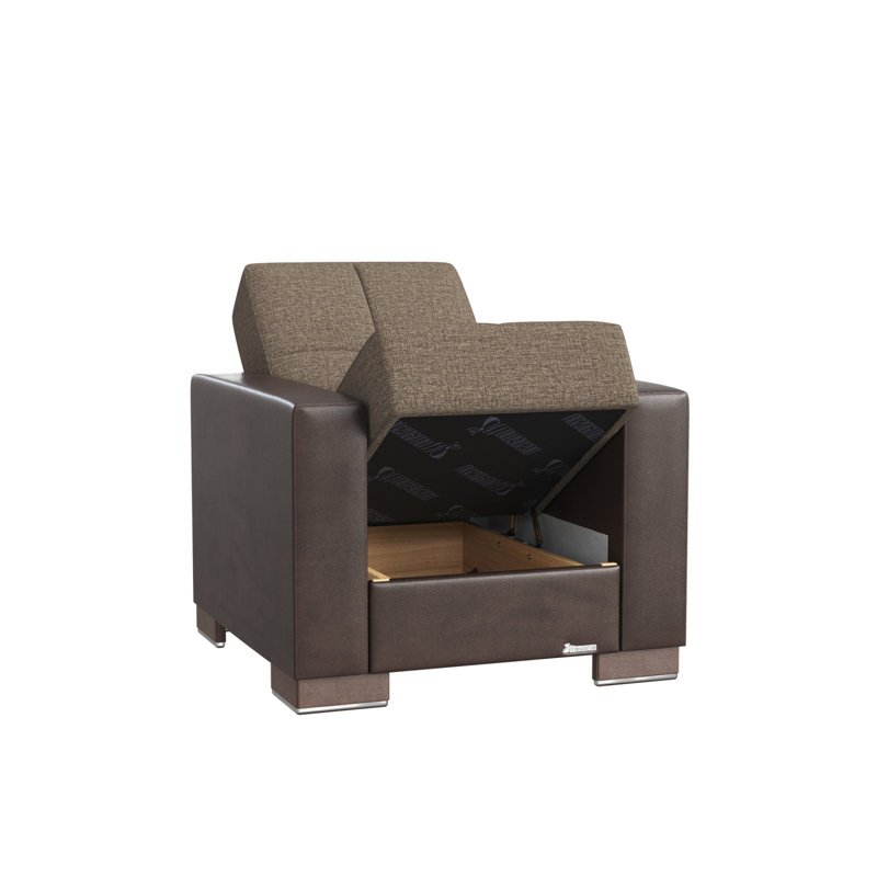 Fauteuil convertible en polyester rembourré Primenest Nimbusflow, Chenille brune