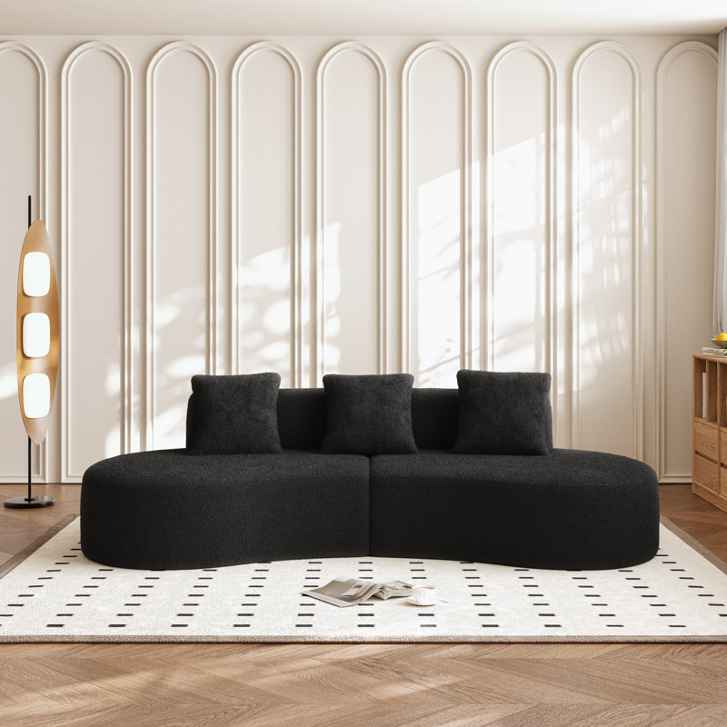 Canapé modulaire courbé Boneless avec coussins, Noir