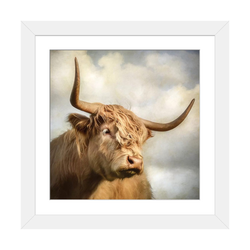 "Vache" par Mark Gemmell-impression d’art graphique, Papier blanc, Blanc, H 16 po x l 16 po x p 1 po