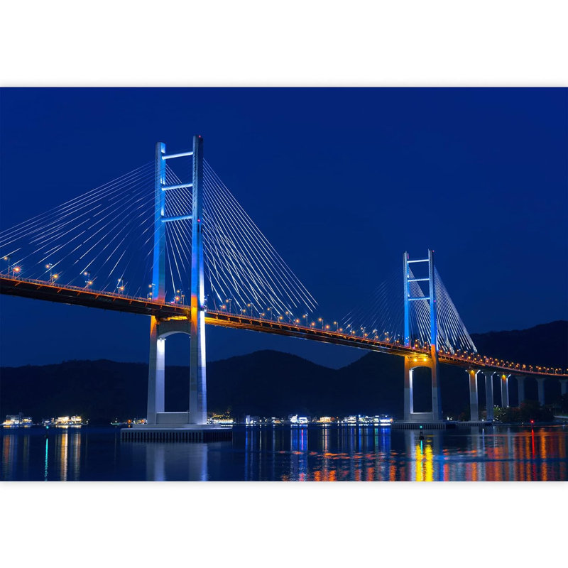 Neon Light Golden Gate Bridge, paysage urbain, photographie de points de vue, peintures murales, L 66 po x l 96 po