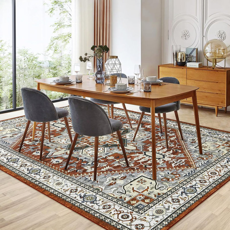 Tapis lavable à imprimé rétro, Rectangle 9 pi x 12 pi