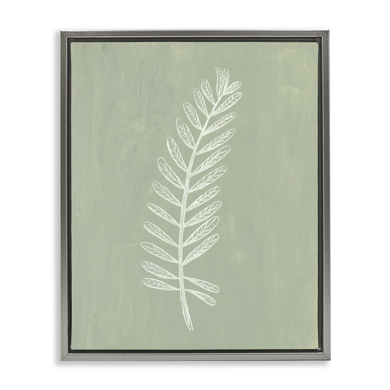 «Simple Fern Impression» par Patricia Pinto, H 31 po x l 25 po, Cadre flottant métallique doré