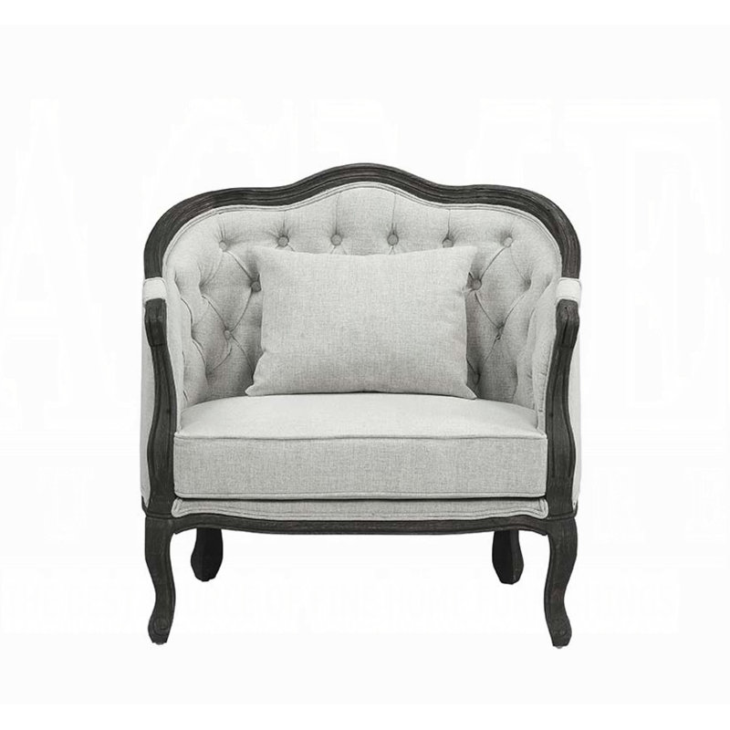 Fauteuil demi-tonneau avec coussin, fauteuil d'appoint Agatho, Marron foncé