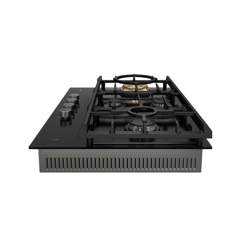 30" Black Natural Gas 4 Burner Cooktop, Black