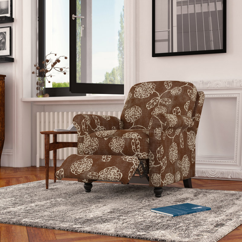 Leni Upholstered Recliner, Chocolate Brown Floral