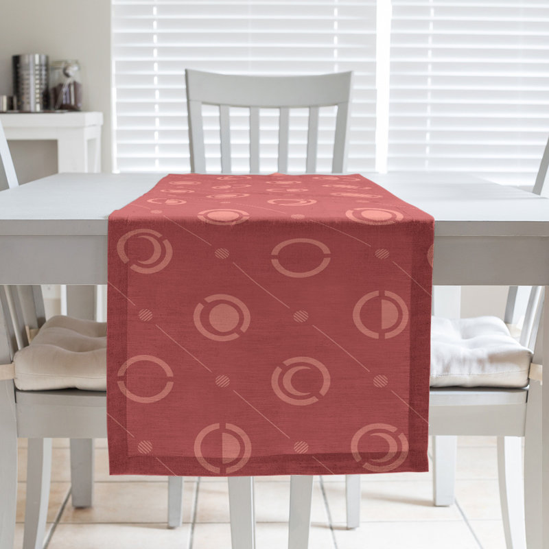 Classic Moon Phases Table Runner, 16" x 72", Rose Red