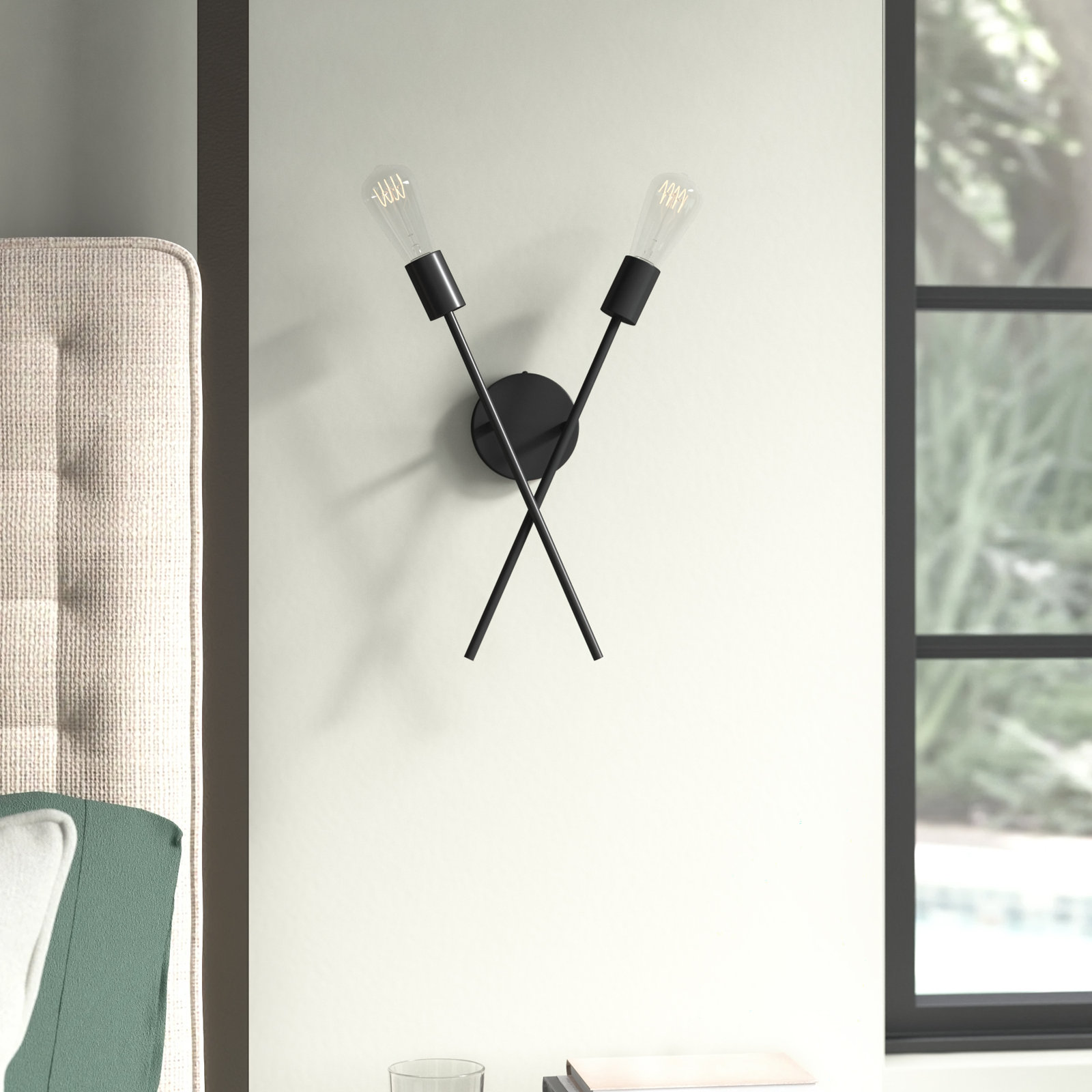 Wright 2 Light Dimmable Wall Sconces, Black