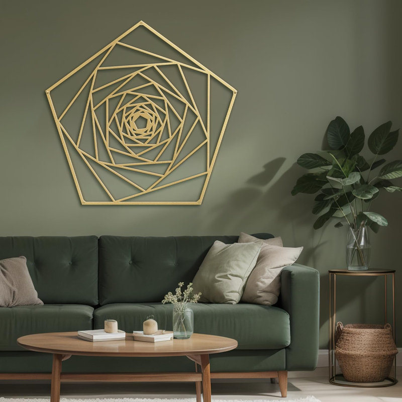 Décoration murale en métal, H 30 po x l 30 po x P 0,05 po, Or
