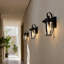 14 po Applique murale d'extérieur 1 lumière noir mat Dusk To Dawn avec verre transparent ensemencé - E26