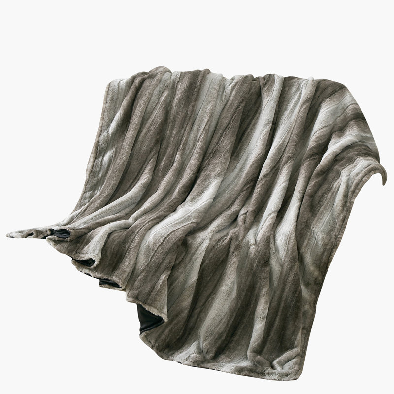 Couverture en fausse fourrure luxueuse gris fumé, Gris, Couvre-lit / courtepointe très grand